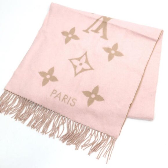 Louis Vuitton Pink & Tan Cashmere Scarf - 100% Authentic with Box - Picture 3 of 5